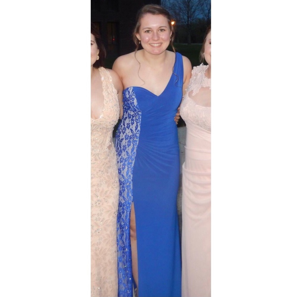 BLUE ONE STRAP GOWN WORN ONCE